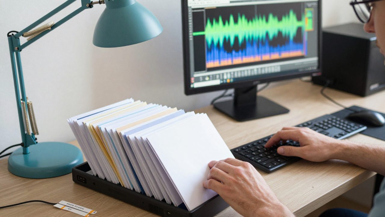 Producer sorting multitrack files for mixing